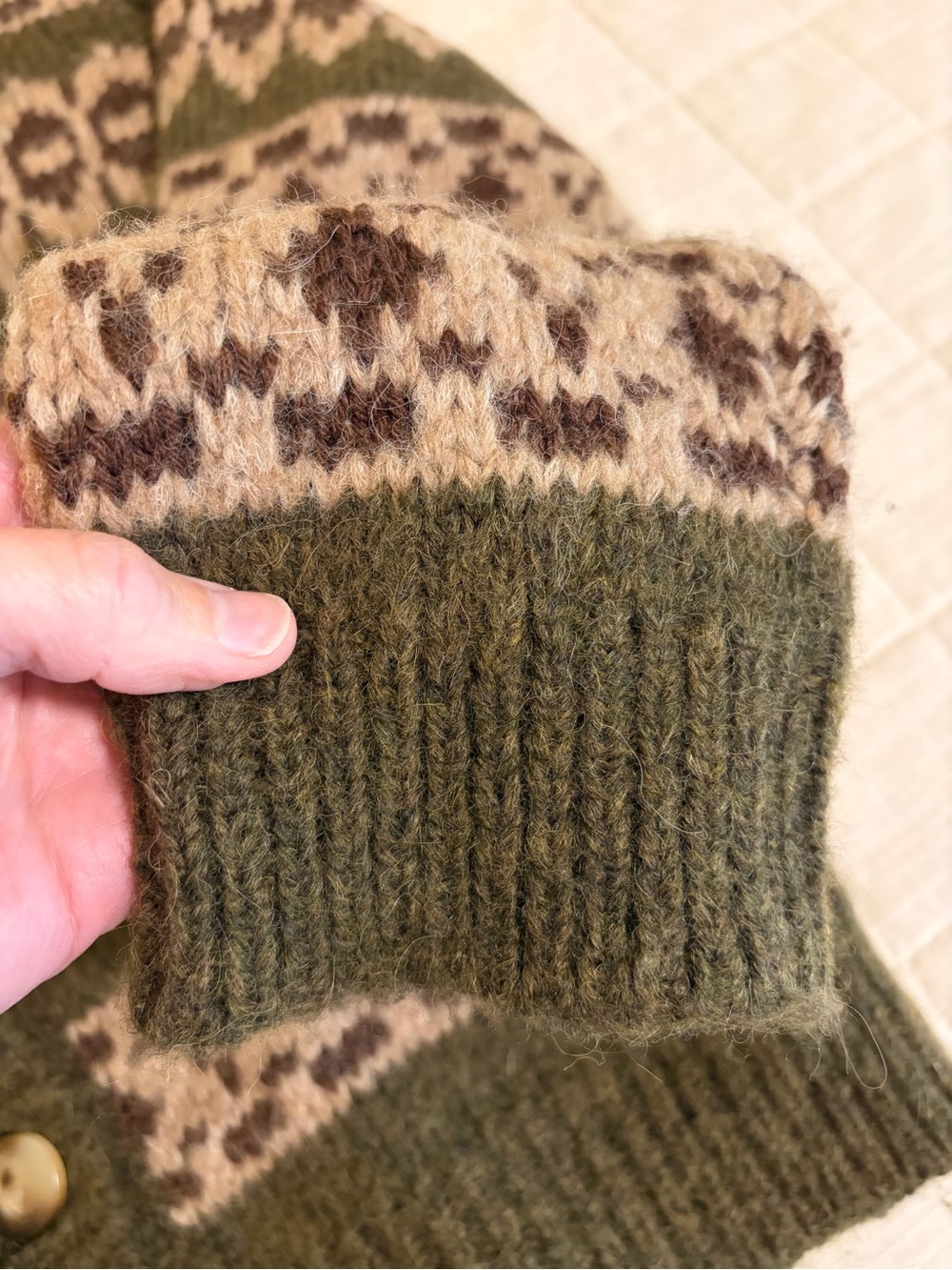 Sezane x Baziszt Thomas cardigan jumper sweater size Large olive green beige - Picture 6 of 9